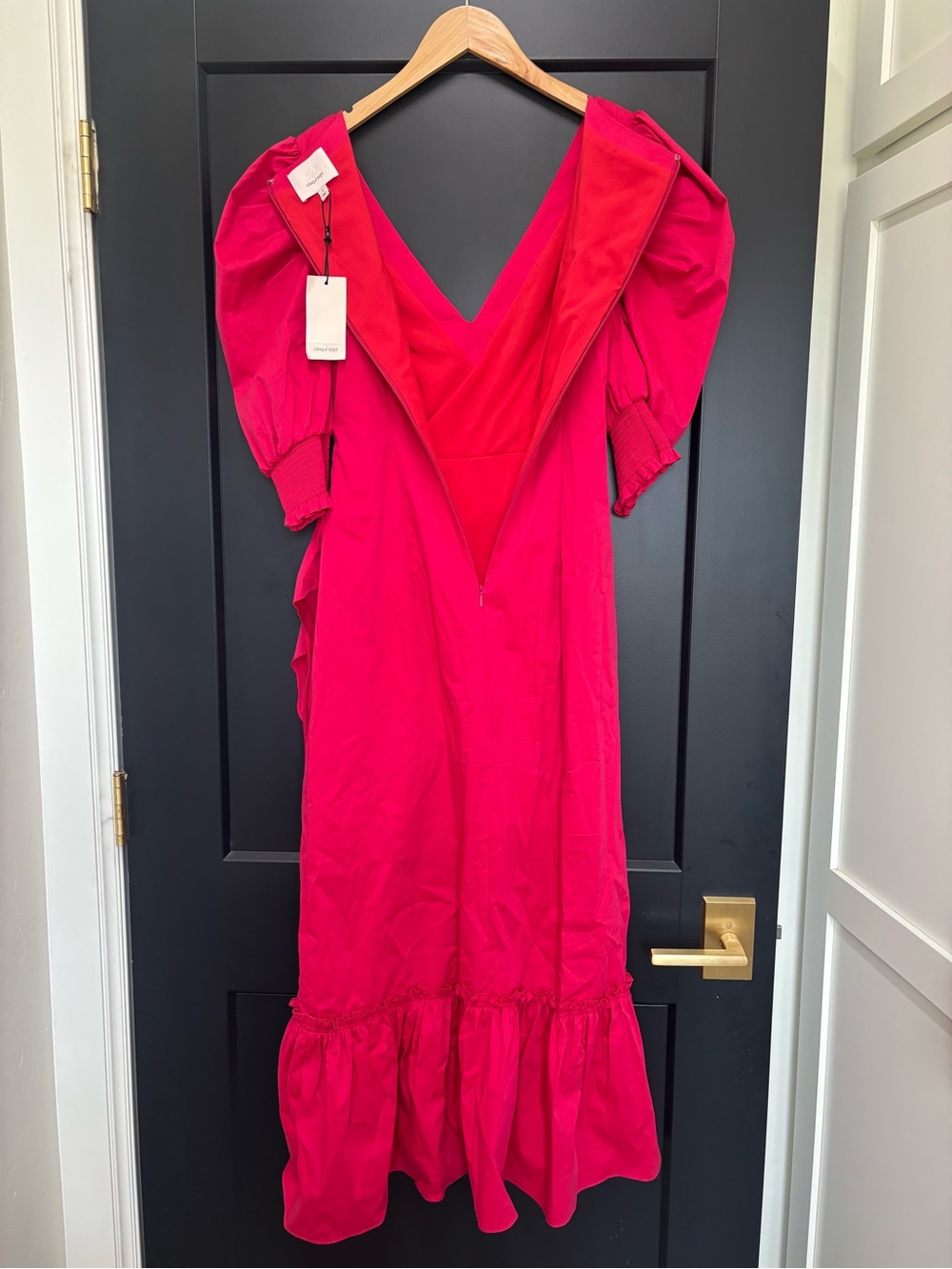 Cinq à Sept Kacy Poplin Dress Size 4 Raspberry Pink NWT Ruffle $425 - Picture 11 of 12